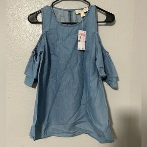 NWT Michael Kors Denim off the shoulder top in size XS